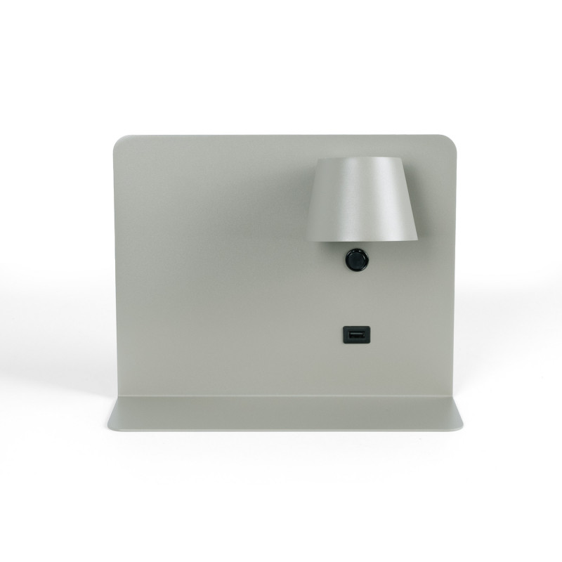 Pack x 2 - Wall reading light with USB port "BASKOP" - 6W - Horizontal design - Grey