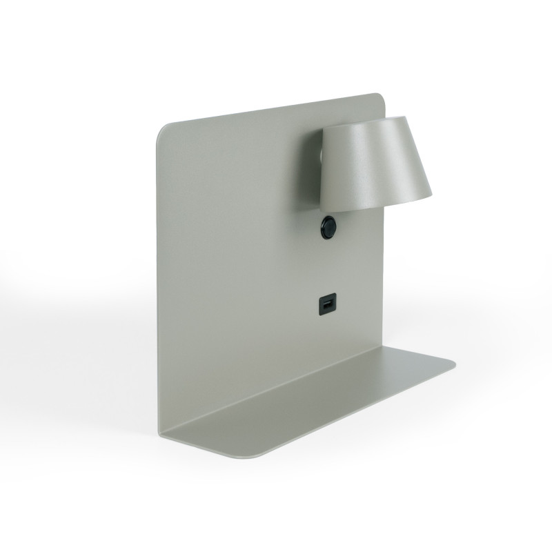 Pack x 2 - Wall reading light with USB port "BASKOP" - 6W - Horizontal design - Grey