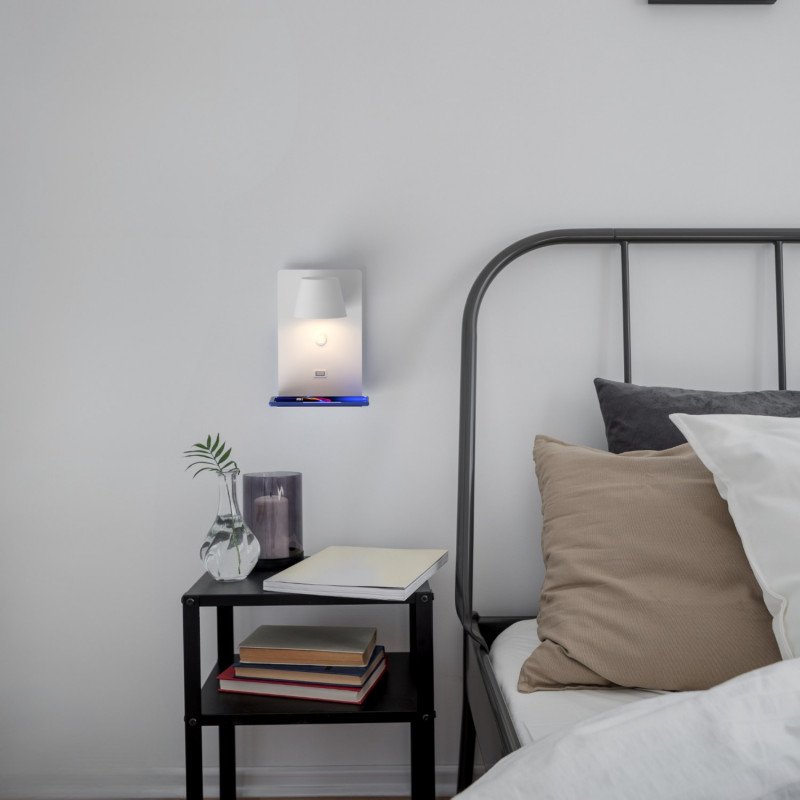 Pack x 2 - Wall reading light with USB port "BASKOP" - 6W - Vertical design - Black