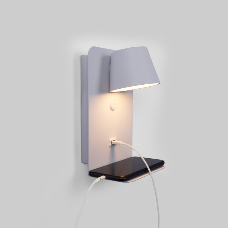 Pack x 2 - Wall reading light with USB port "BASKOP" - 6W - Vertical design - Black