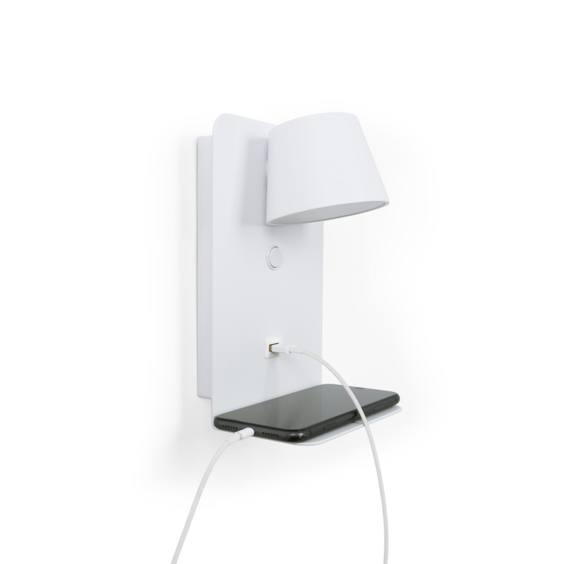 Pack x 2 - Wall reading light with USB port "BASKOP" - 6W - Vertical design - Black