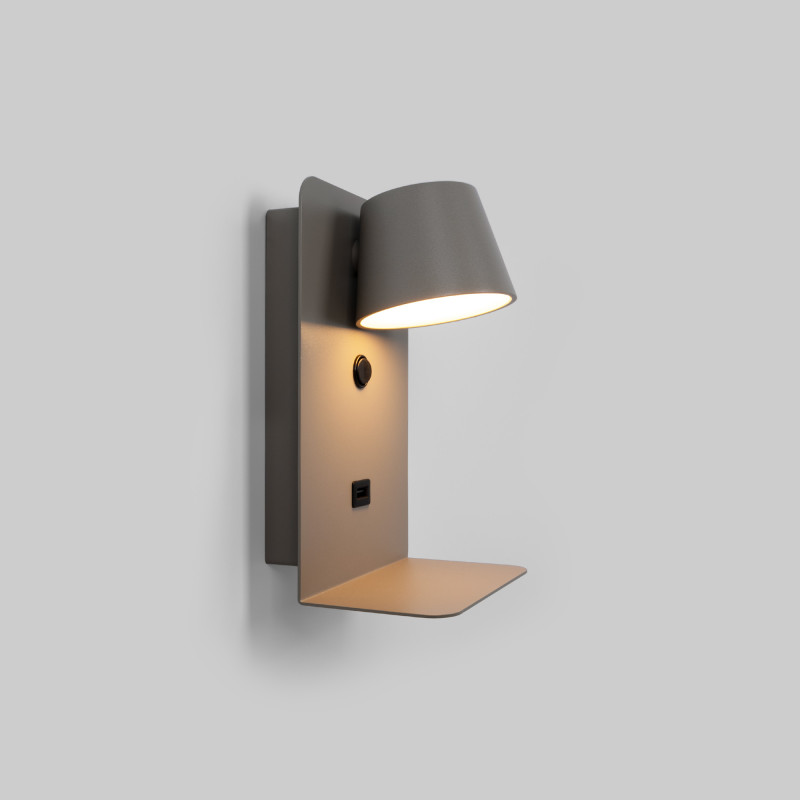 Pack x 2 - Wall reading light with USB port "BASKOP" - 6W - Vertical design - Black