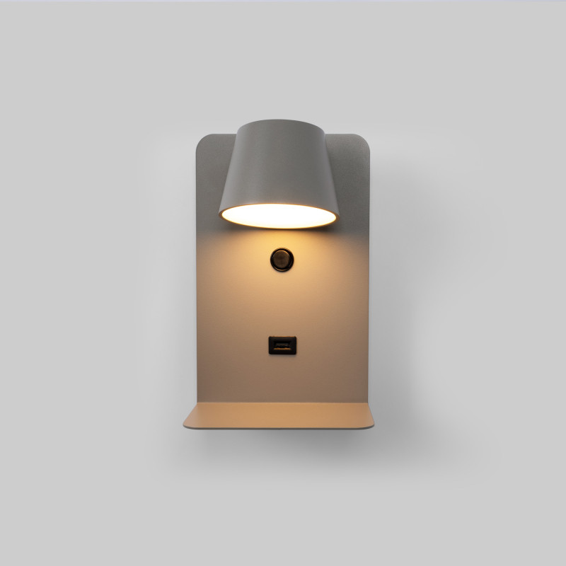 Pack x 2 - Wall reading light with USB port "BASKOP" - 6W - Vertical design - Black
