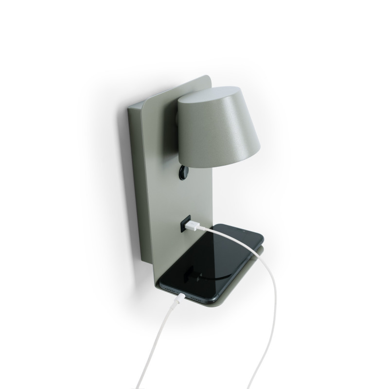 Pack x 2 - Wall reading light with USB port "BASKOP" - 6W - Vertical design - Black