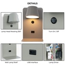 Pack x 2 - Wall reading light with USB port "BASKOP" - 6W - Vertical design - Black