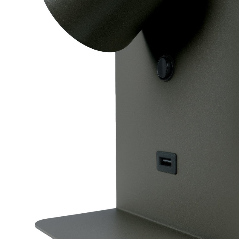 Pack x 2 - Wall reading light with USB port "BASKOP" - 6W - Vertical design - Black