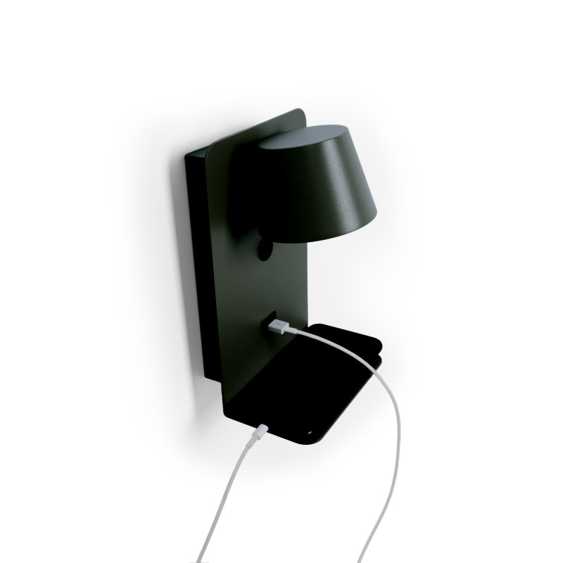 Pack x 2 - Wall reading light with USB port "BASKOP" - 6W - Vertical design - Black
