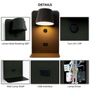 Pack x 2 - Wall reading light with USB port "BASKOP" - 6W - Vertical design - Black