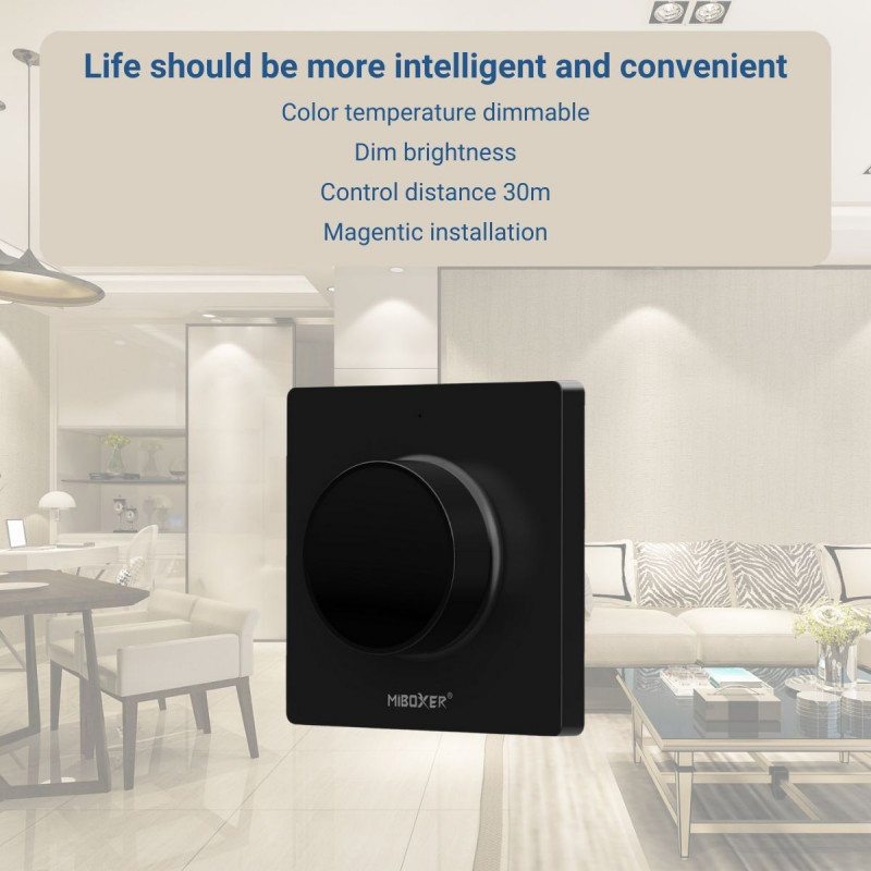 RF Rotary Controller - Single Color + CCT - Magnetic Base - Mi Light - Black