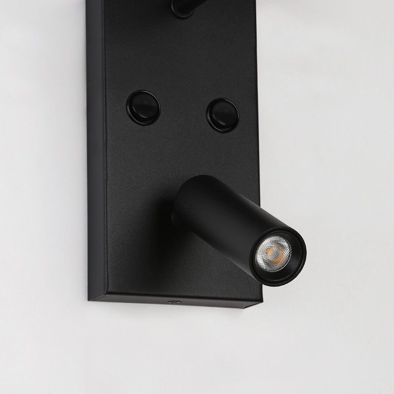 Pack x 2 - "NOAH" wall sconce with LED reading light - 3.4W - Black