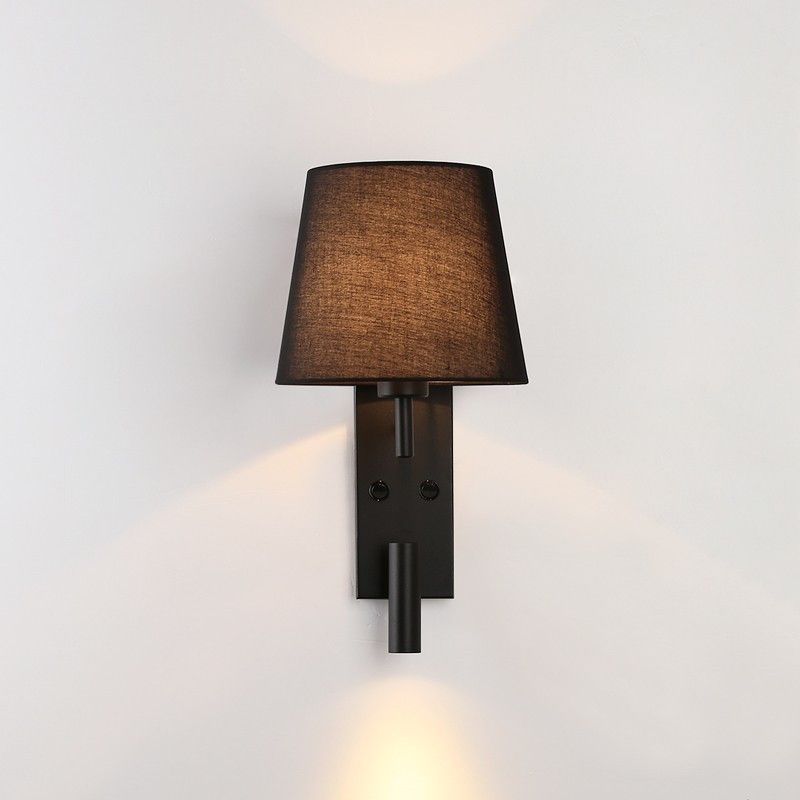 Pack x 2 - "NOAH" wall sconce with LED reading light - 3.4W - Black