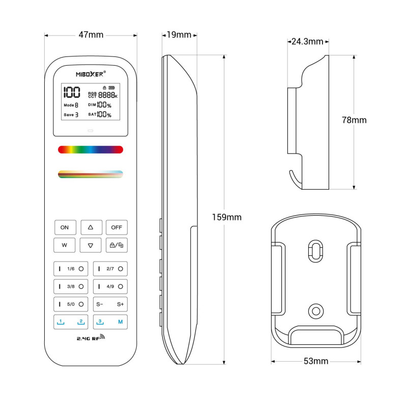 RGB + CCT LED Remote Control - 100 Zones - WHITE - FUT100 - Mi Light