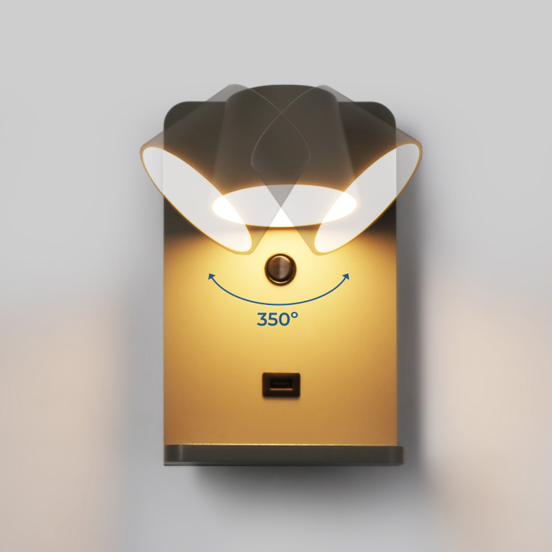 Wall light with USB port "BASKOP W" - 6W - Wireless Charging Base