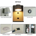 Wall light with USB port "BASKOP W" - 6W - Wireless Charging Base