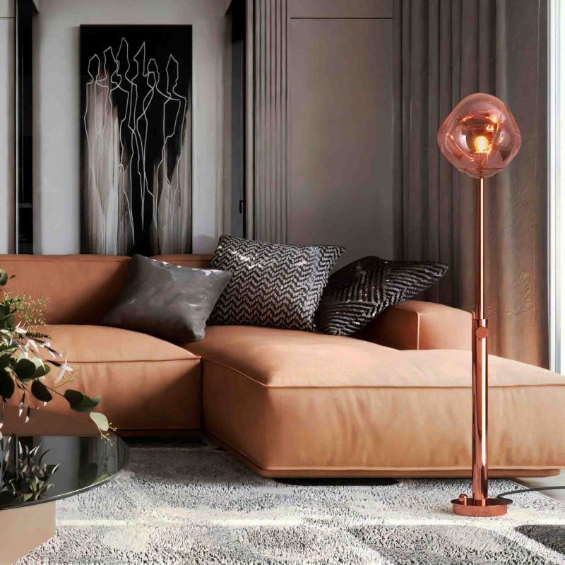 Design floor lamp "Ana" - Height-adjustable - Copper colour