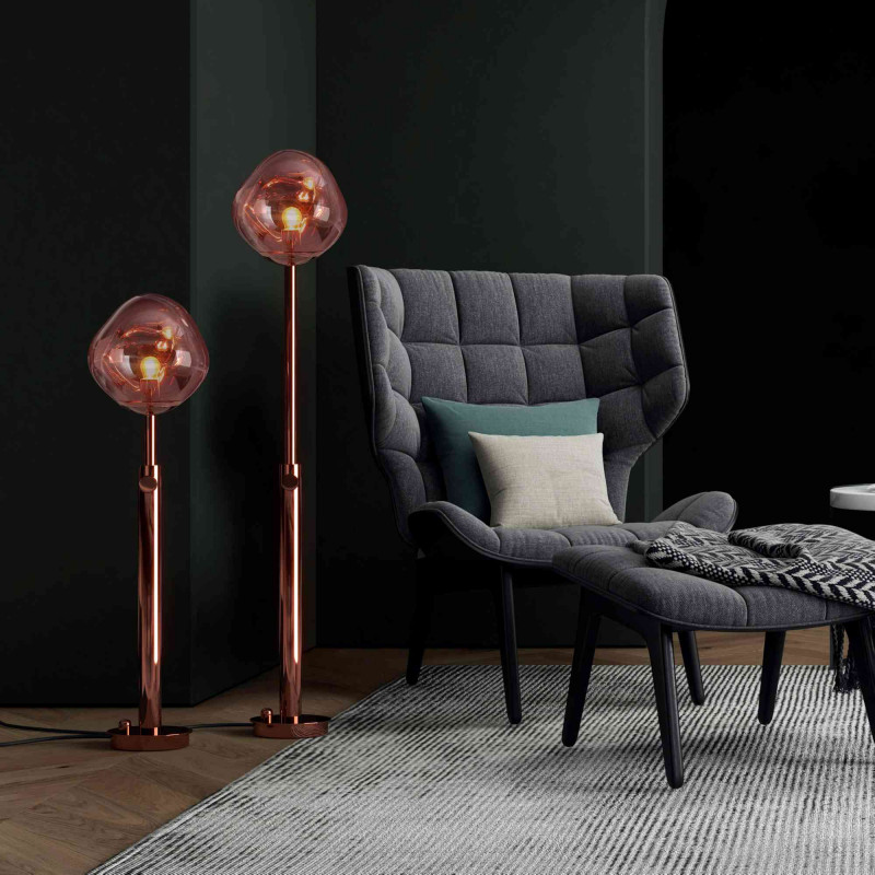 Design floor lamp "Ana" - Height-adjustable - Copper colour