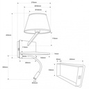 Wall light "Artin" - With adjustable LED spotlight and USB port - E27 + 3W