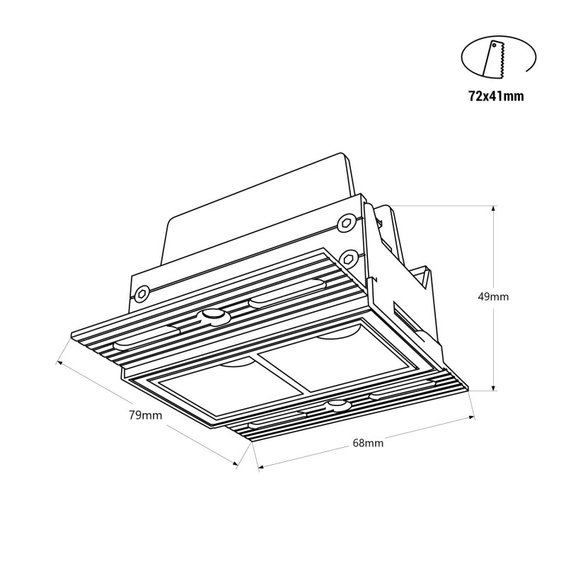 Recessed/trimless linear LED spotlight for plasterboard - 4W - UGR18 - CRI90 - Black