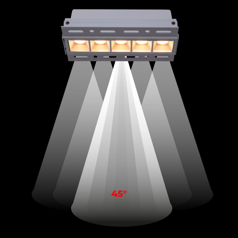 Recessed/trimless linear LED spotlight for plasterboard - 12W - UGR18 - CRI90 - White