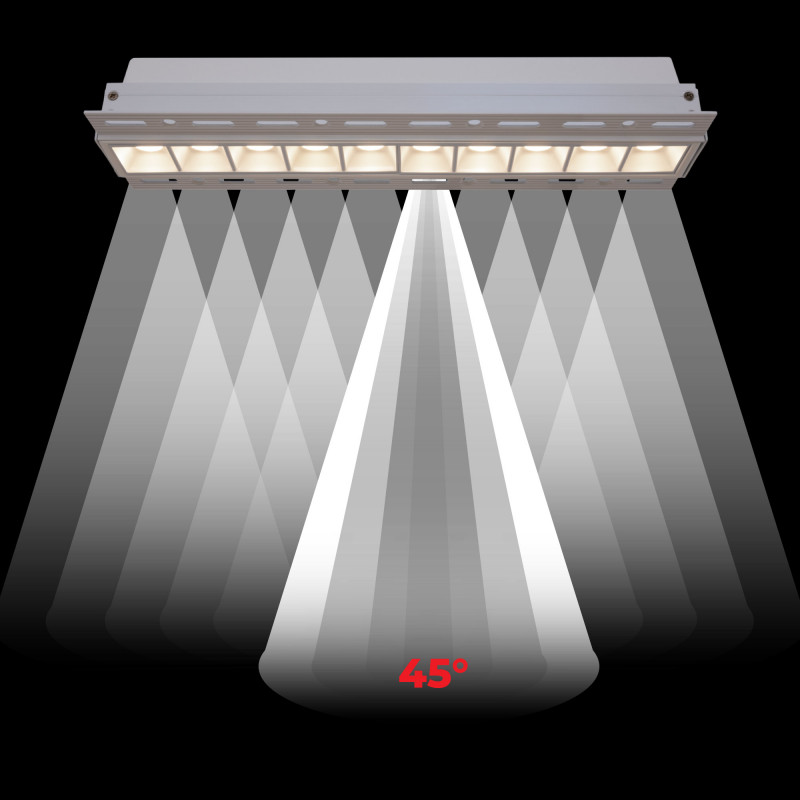 Recessed/Trimless linear LED spotlight for plasterboard - 20W - UGR18 - CRI90 - White