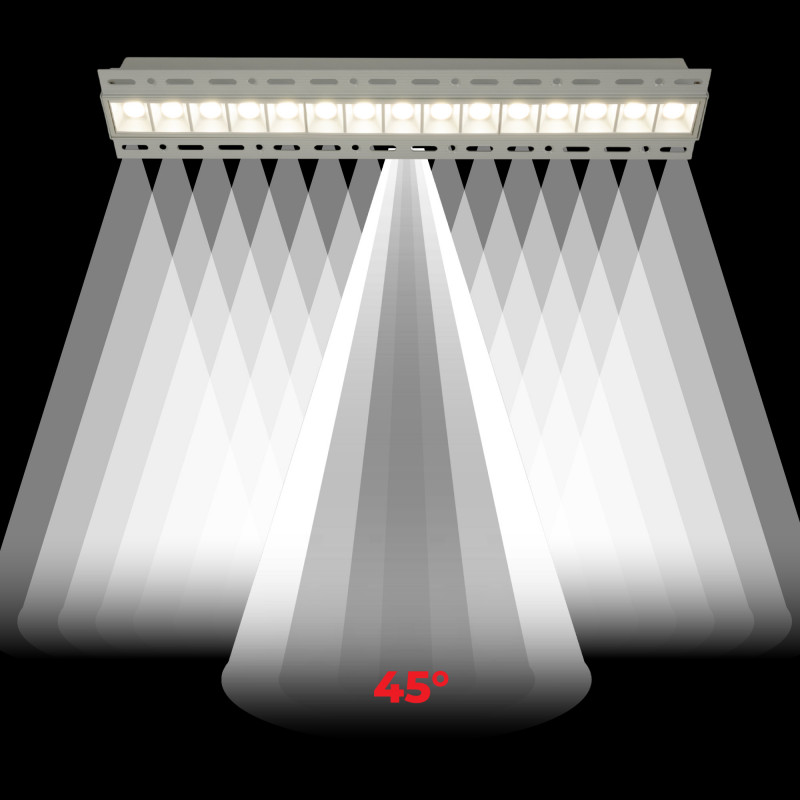 Recessed/trimless linear LED spotlight for plasterboard - 30W - UGR18 - CRI90 - White