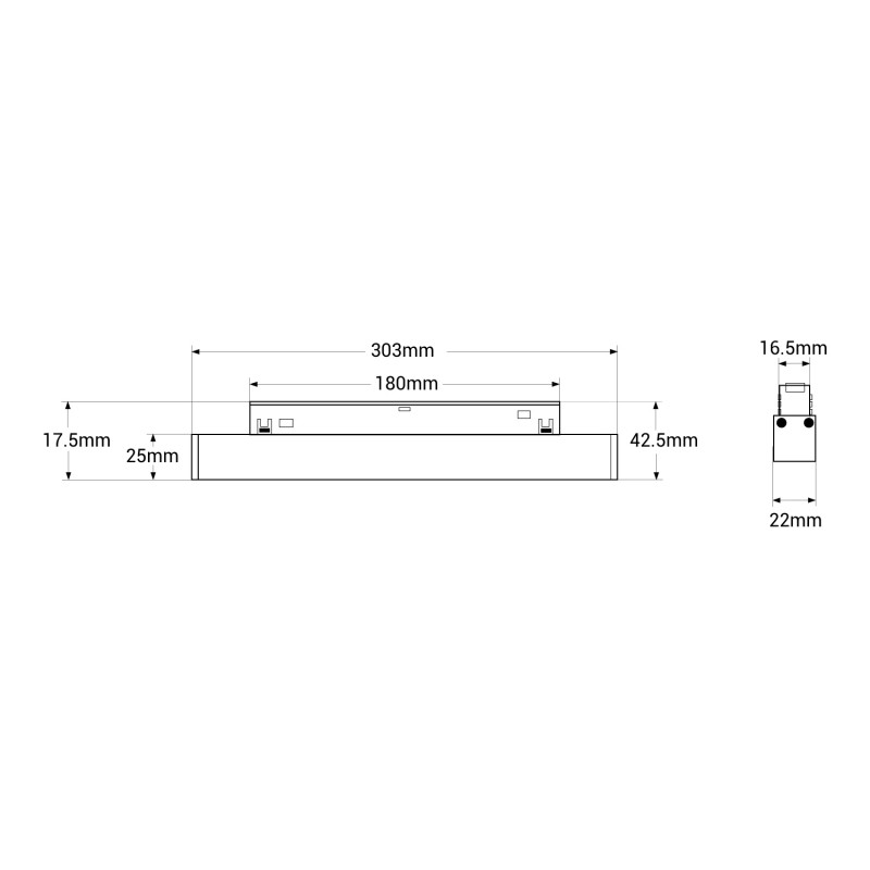 Magnetic linear track light - CCT - 12W - Mi Light - White