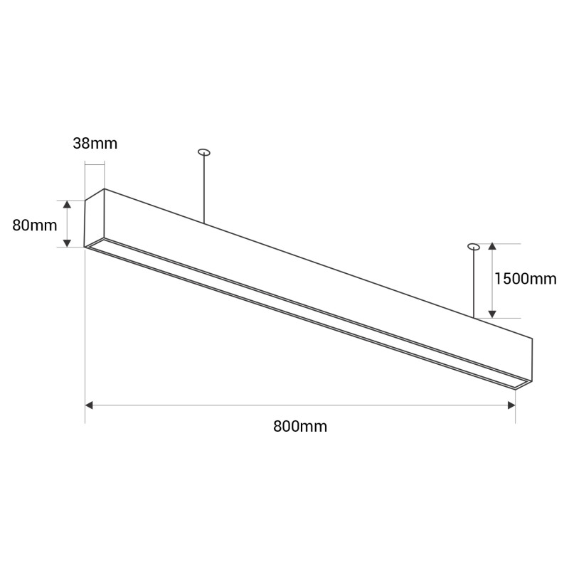 Pendant/Surface Mounted LED Linear light - Slim - 24W - 80cm - 1700lm