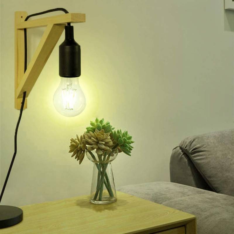 Nordic wall lamp "YOJO" -Wooden frame and silicone pendant lamp