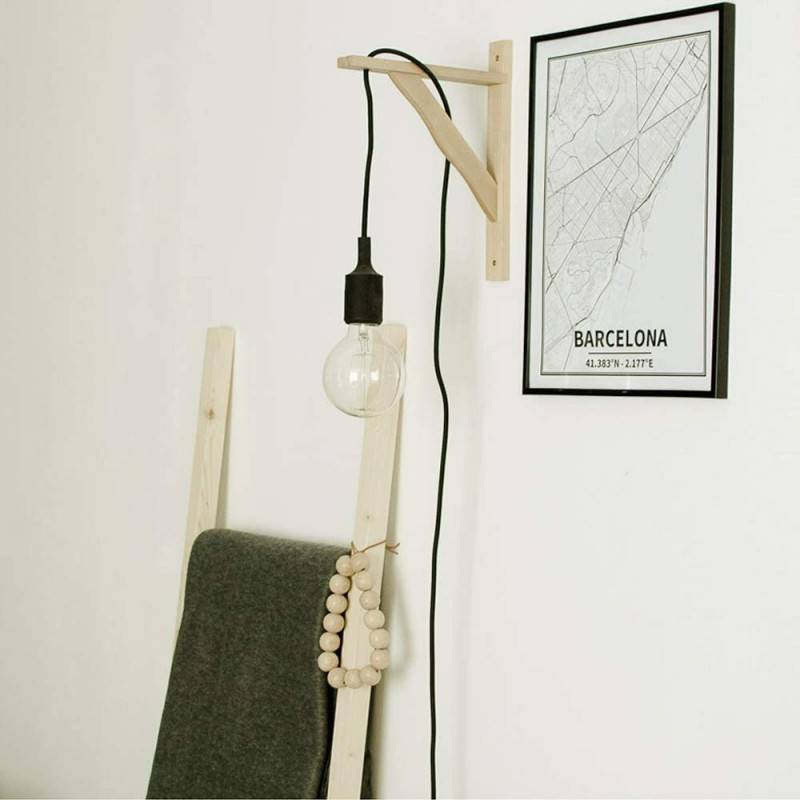 Nordic wall lamp "YOJO" -Wooden frame and silicone pendant lamp