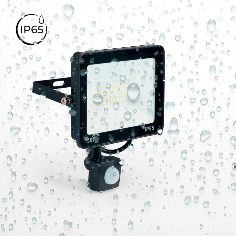 Outdoor LED floodlight with PIR motion sensor - 30W - IP65 - 6000K