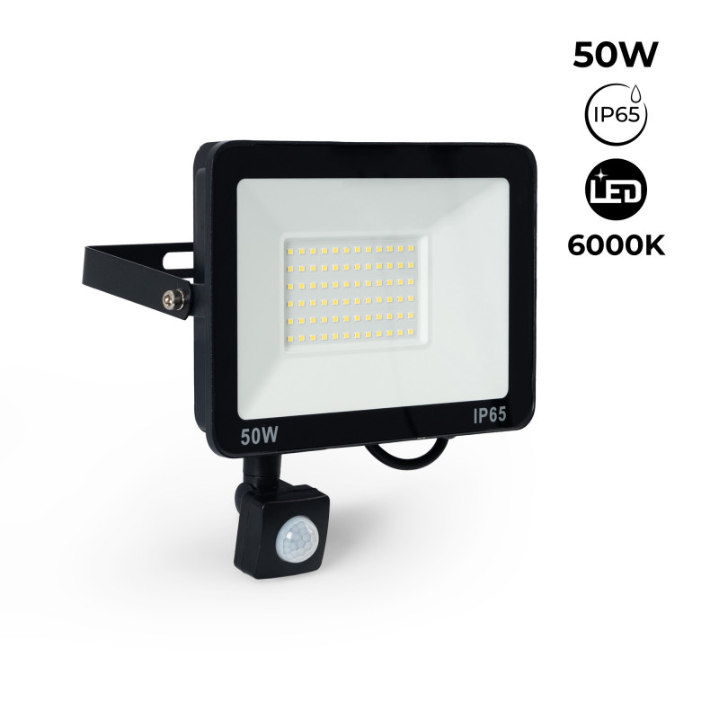 Outdoor LED floodlight with PIR motion sensor - 50W - IP65 - 6000K