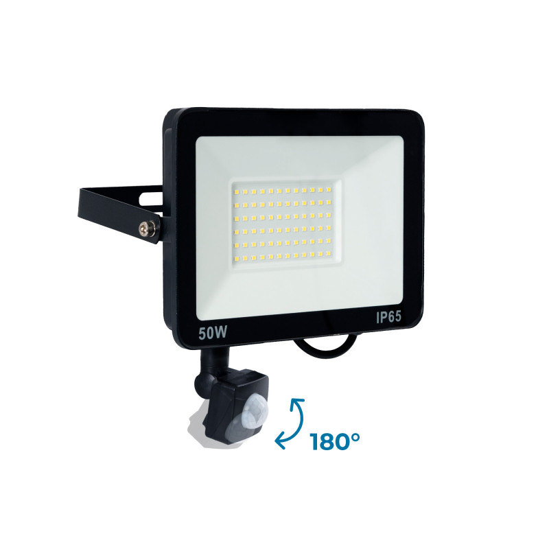Outdoor LED floodlight with PIR motion sensor - 50W - IP65 - 6000K