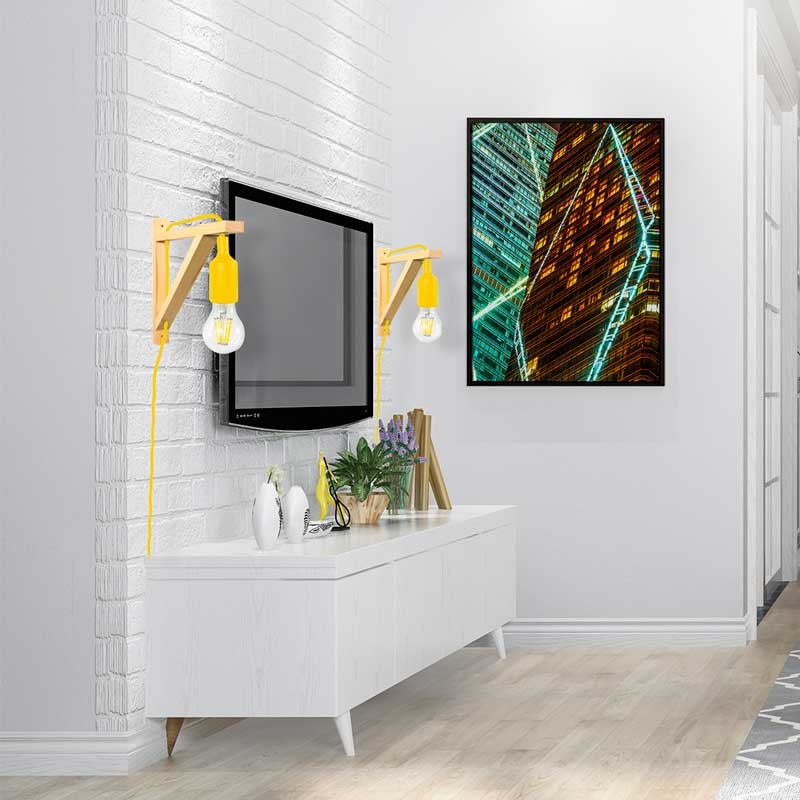 Nordic wall lamp "YOJO" -Wooden frame and silicone pendant lamp
