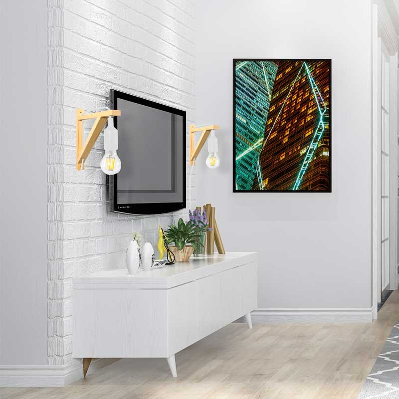Nordic wall lamp "YOJO" -Wooden frame and silicone pendant lamp