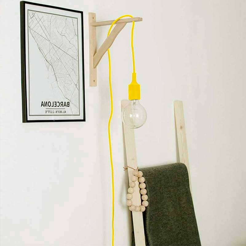 Nordic wall lamp "YOJO" -Wooden frame and silicone pendant lamp