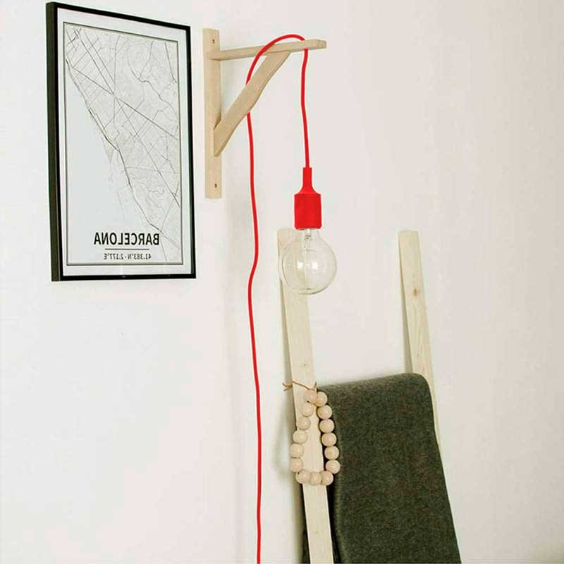 Nordic wall lamp "YOJO" -Wooden frame and silicone pendant lamp
