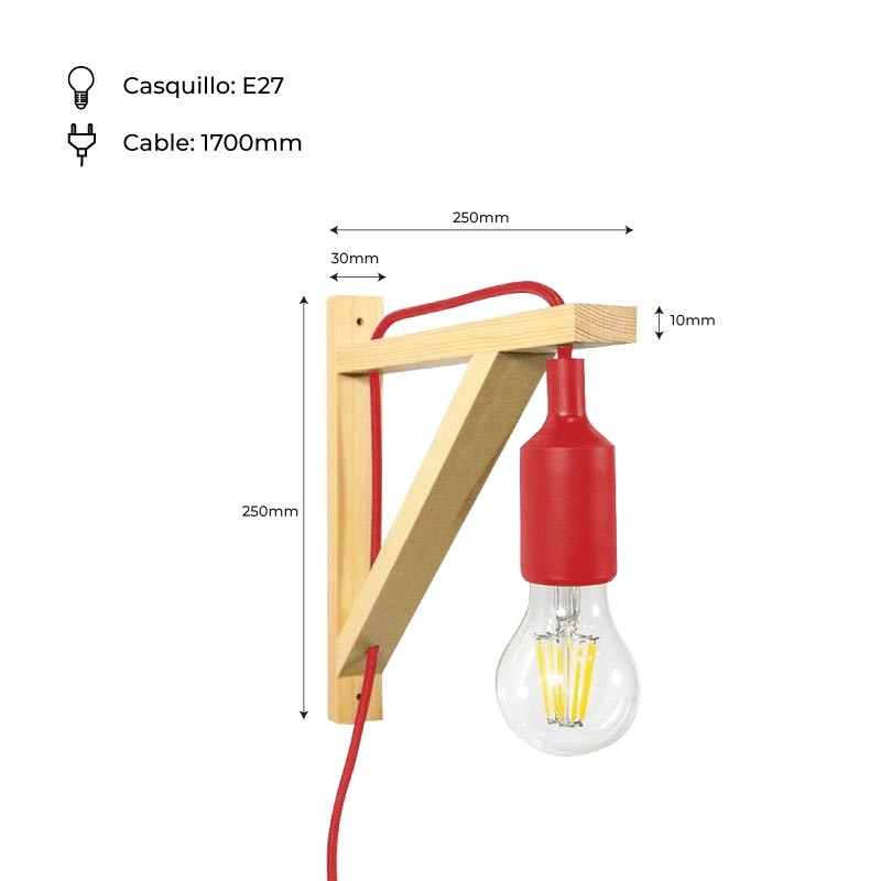 Nordic wall lamp "YOJO" -Wooden frame and silicone pendant lamp