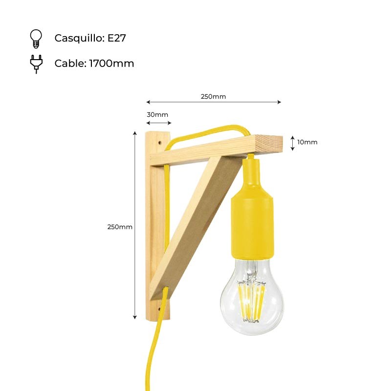 Nordic wall lamp "YOJO" -Wooden frame and silicone pendant lamp