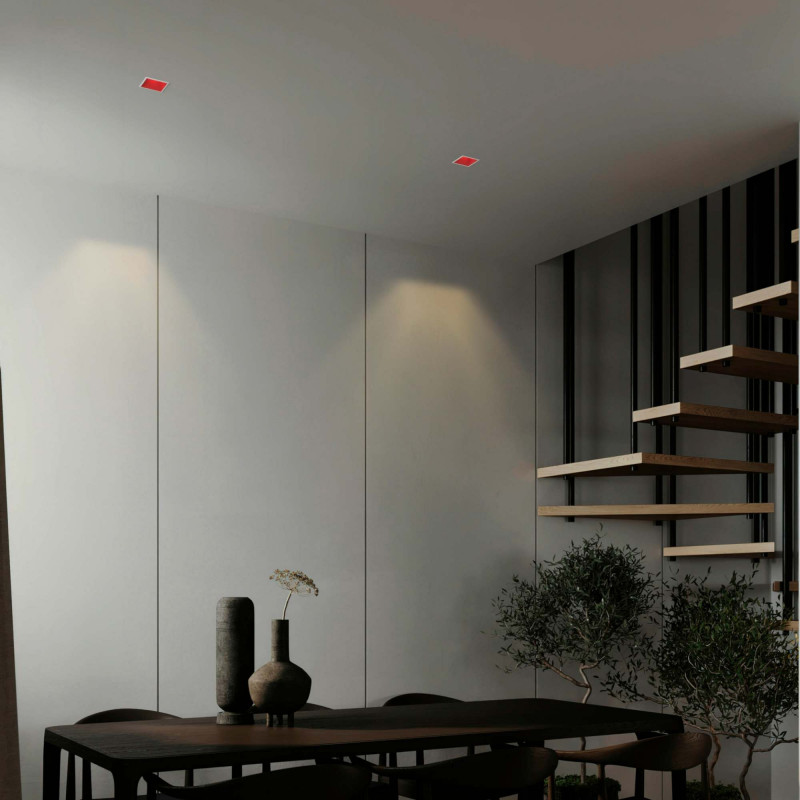 Asymmetrical square recessed downlight ring - Low UGR - Cutout 85 x 85mm