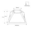 Square recessed downlight ring - Low UGR - Cutout 75 x 75mm