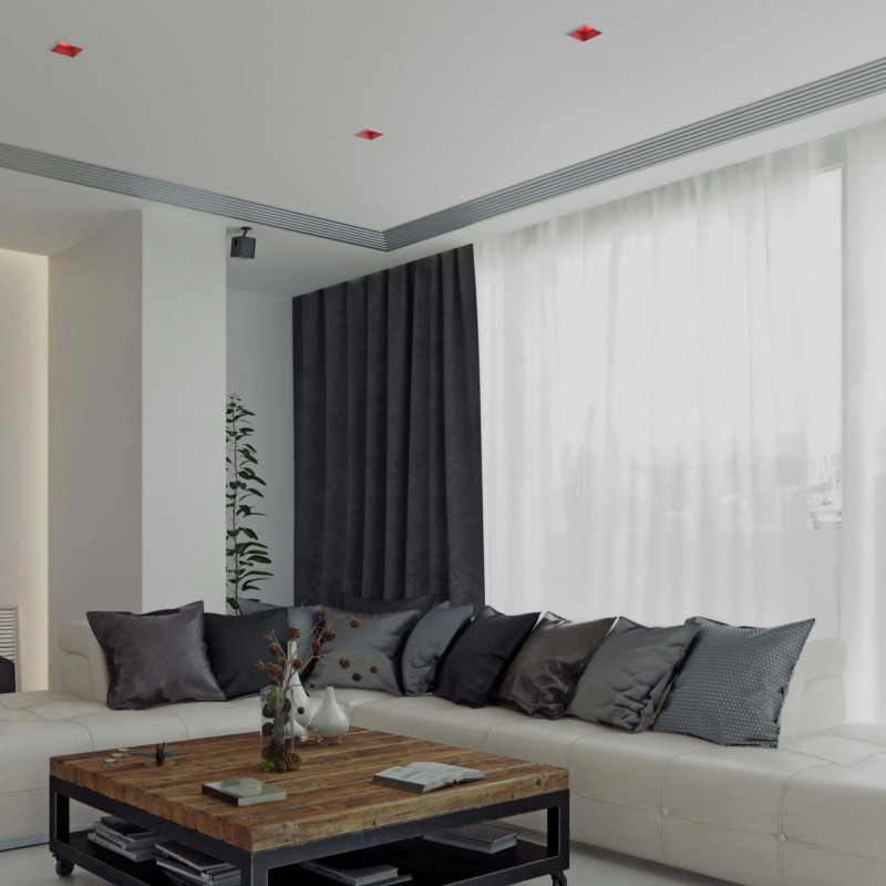 Asymmetrical square recessed downlight ring - Low UGR - Cutout 75x75mm