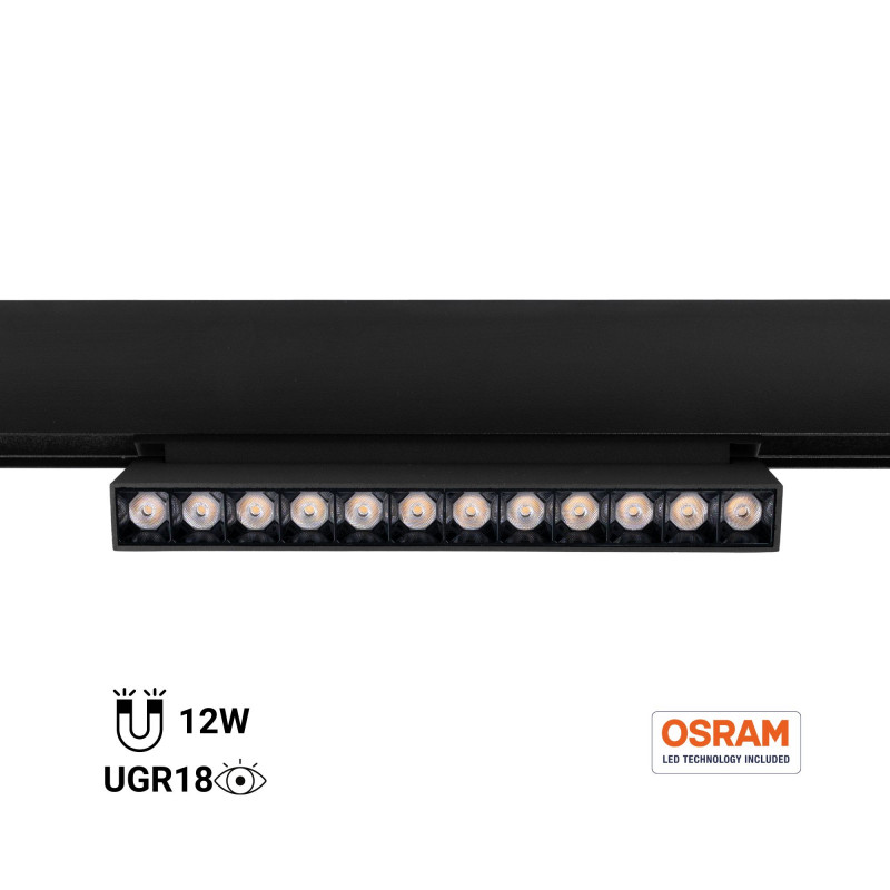 Adjustable linear spotlight for magnetic track 48V- 12W - 2800K - OSRAM Chip - UGR18 - White