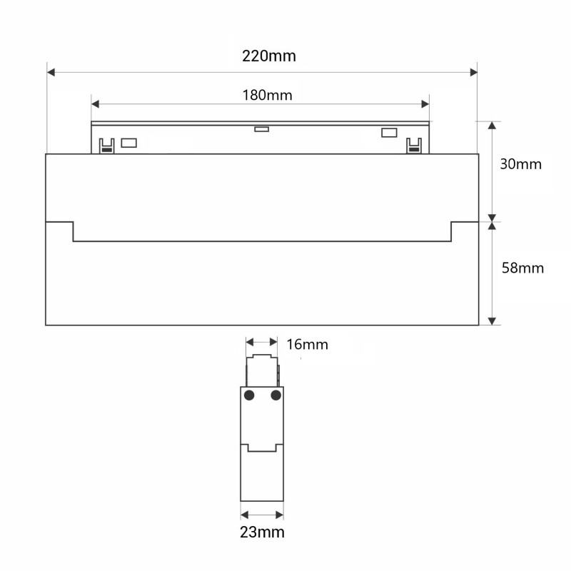Adjustable linear spotlight for magnetic track 48V- 12W - 2800K - OSRAM Chip - UGR18 - White