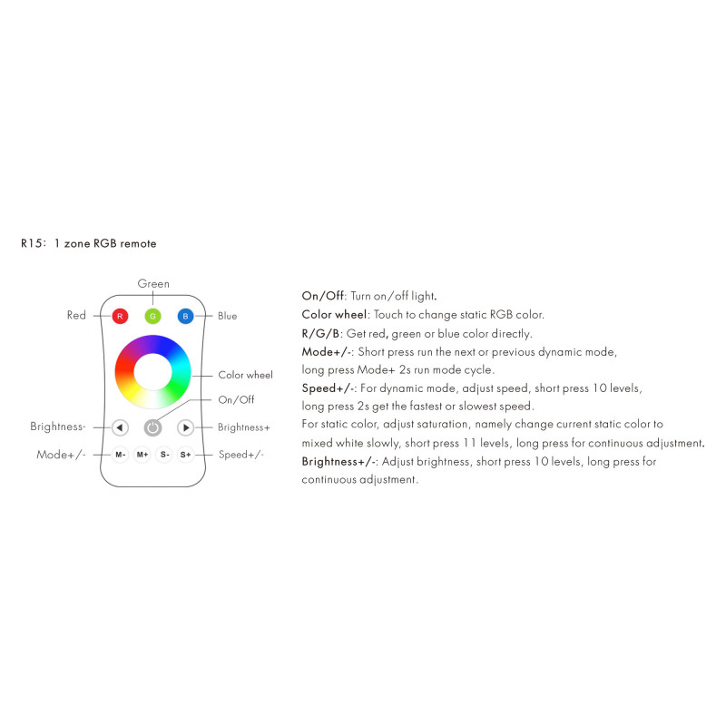 RGB LED remote control -1 zone - SK-RT15 - Skydance