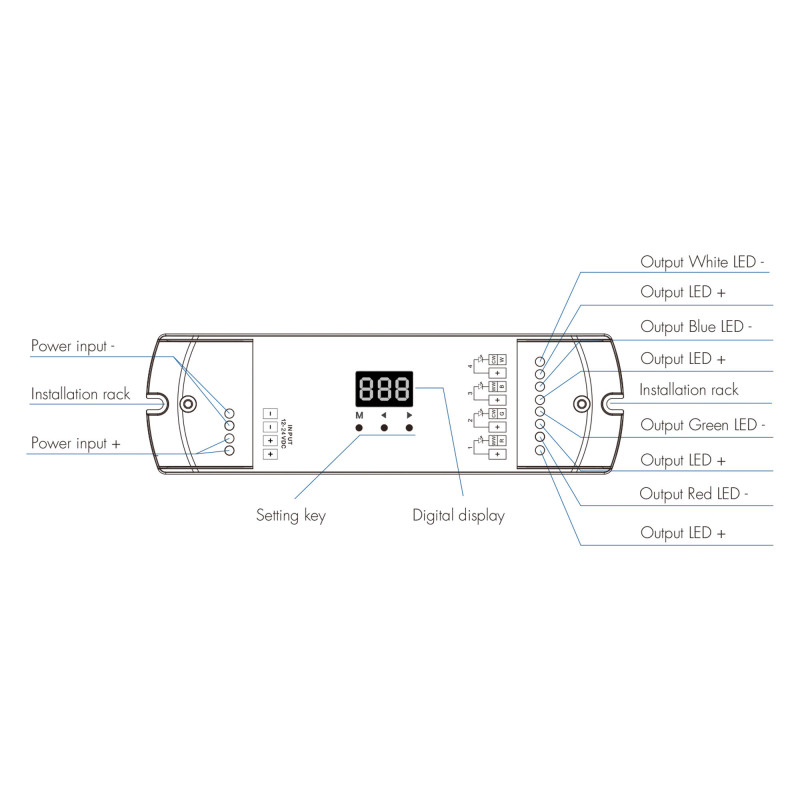 Single color/CCT/RGB/RGBW controller - 12-24V DC - 4 channels - Programmable - RF 2.4GHz - Skydance