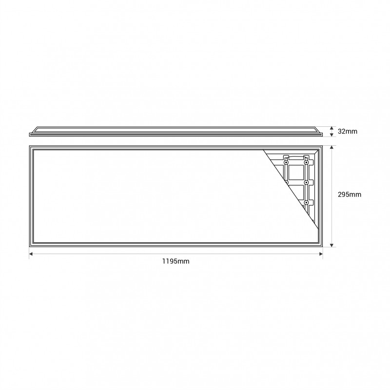 Recessed Backlight LED panel - 120x30cm - 36W -135lm/W - UGR22 - Philips driver - IP40
