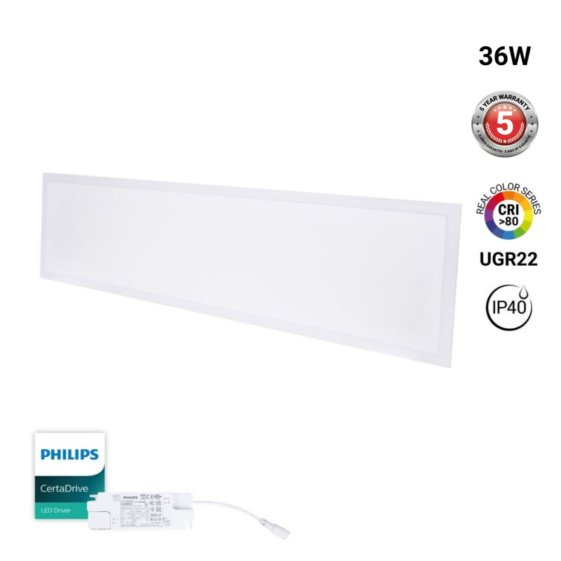 Recessed Backlight LED panel - 120x30cm - 36W -135lm/W - UGR22 - Philips driver - IP40