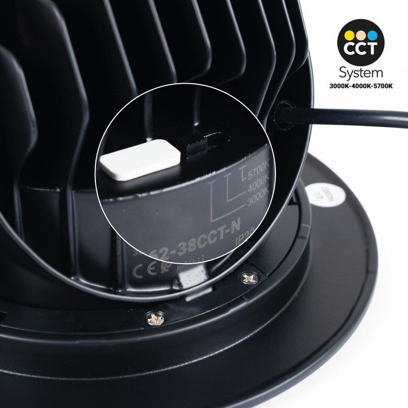 Adjustable round LED downlight - 38W - CCT - Black - 120° LIFUD Driver