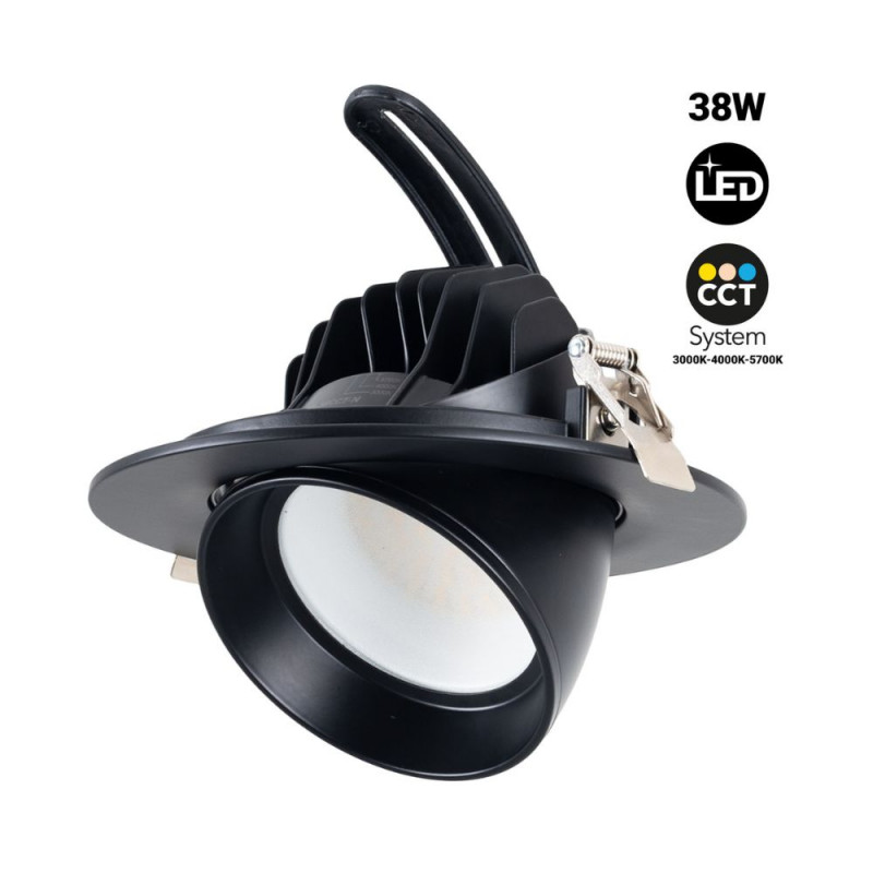Adjustable round LED downlight - 38W - CCT - Black - 120° LIFUD Driver