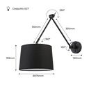Cylindrical wall lamp with classic design and articulated design "ELBOW" E27